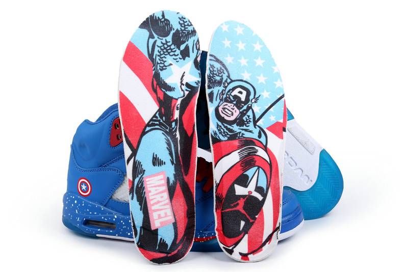 New Nike Air Jordan 5 Retro Captain America Edition Blue Red Shoes